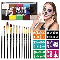 Vista 11 de SOVONCARE Kit profesional de pintura facial a base de aceite, juego de maquillaje de Halloween de 20 colores, kit de pintura facial profesional