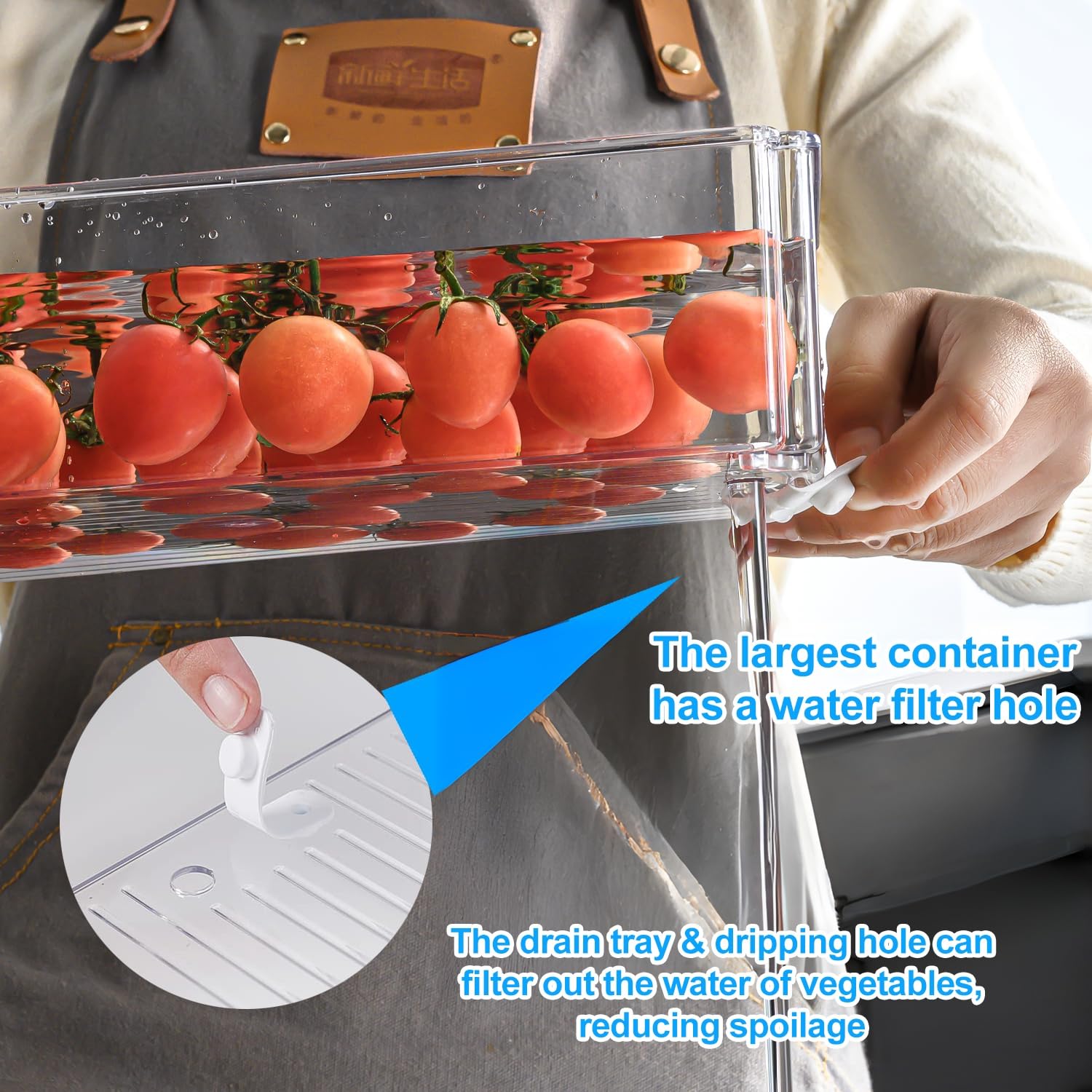KUMD Organizer Frigorifero 10 Pezzi, Transparenti, Senza BPA - Contenitori frigo con Coperchi per Frutta, Verdura e Cucina, Accessori Frigorifero
