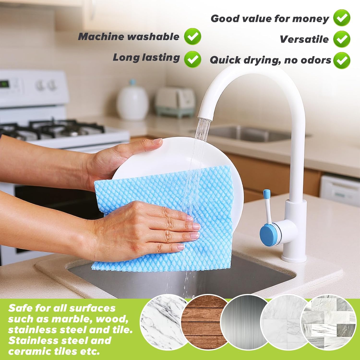 300 Pcs Disposable Cleaning Cloths Heavy Duty Disposable Dish Cloths for Kitchen 13.78x15.75in Reusable Dish Rags Cleaning Towels for Bathroom Household Clean Blue 300 Pack