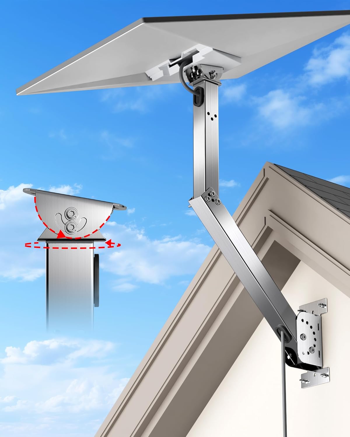 MUSVOH Starlink Gen 3マウント用、ステンレススチール製 Starlinkマウント調整可能パイプアダプター、Sta