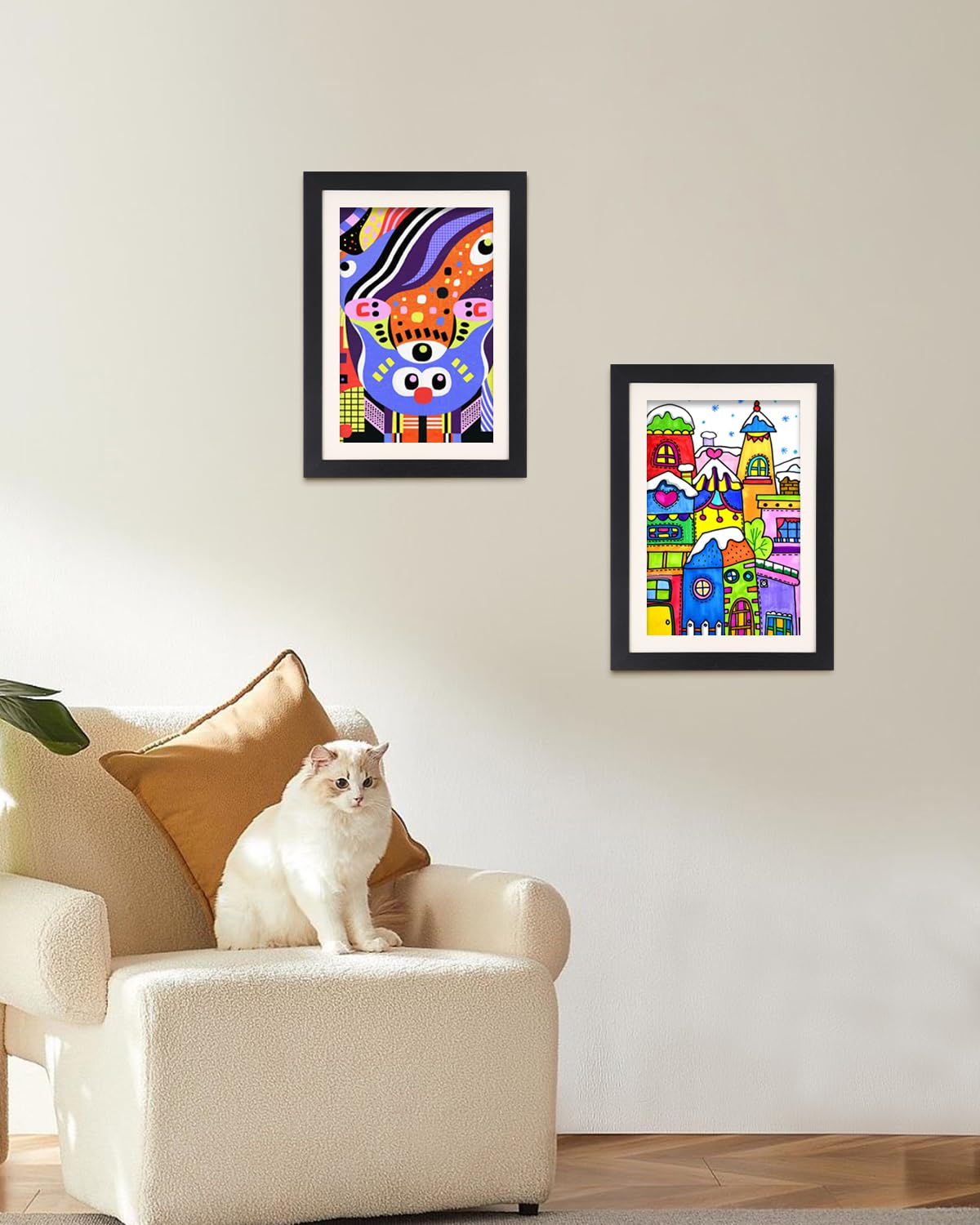 LEAZZLE 2pcs Marco dibujos Infantiles,Marcos De Fotos Para Dibujos Infantiles,marco de arte para niños,Cuadro Guardar Dibujos Niños de Arte para Niños (Nero scuro)