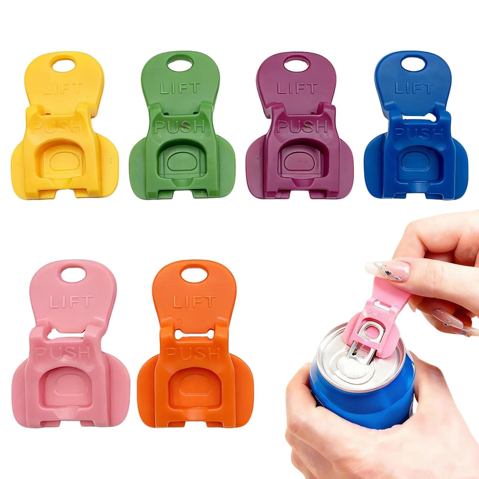 ApexPine 6 Pcs Plastic Ring Pull Can Opener Aids for Beverage Cans