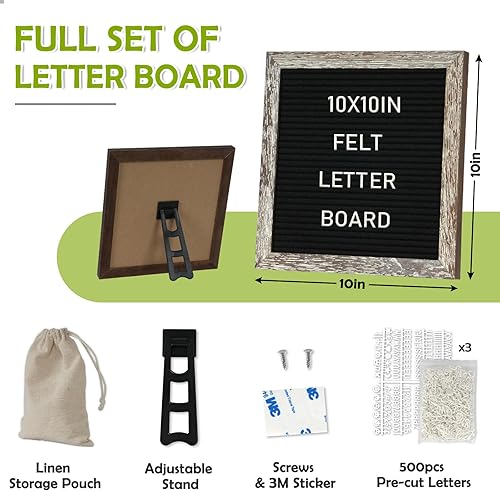 Miniatura 2 de 4 THOUGHT Cartel de tablero de letras con 500 letras de 10 x 10 pulgadas, tablero de letras de fieltro con soporte para el regreso a la escuela,