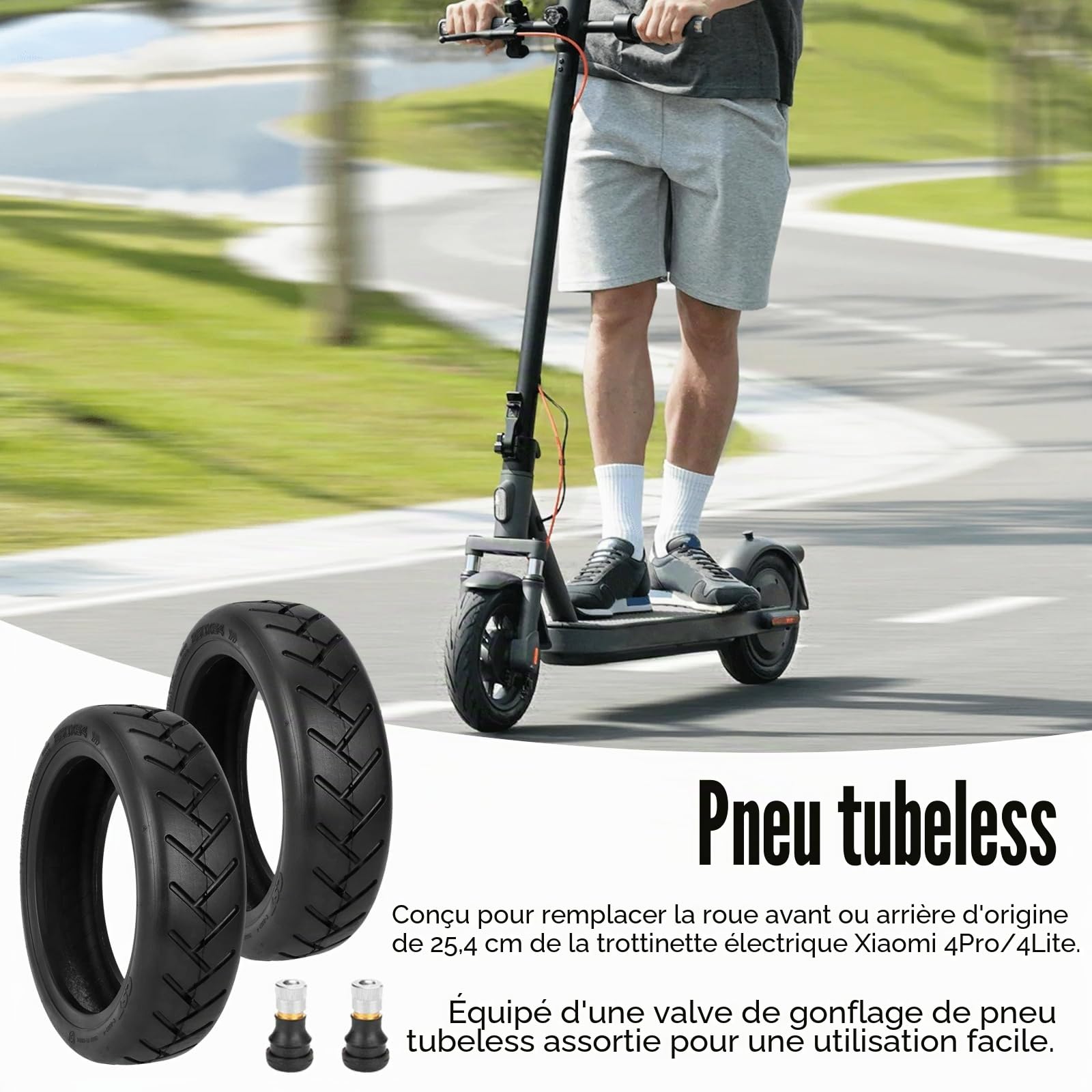 Lot de 2 Pneus Sans Chambre à air de 10 Pouces pour Xiaomi 4Pro/4Lite Scooter électrique - Accessoires de Scooter électrique Pneus Tubeless 250 x 54 - Pneu de Route épais Anti-explosion