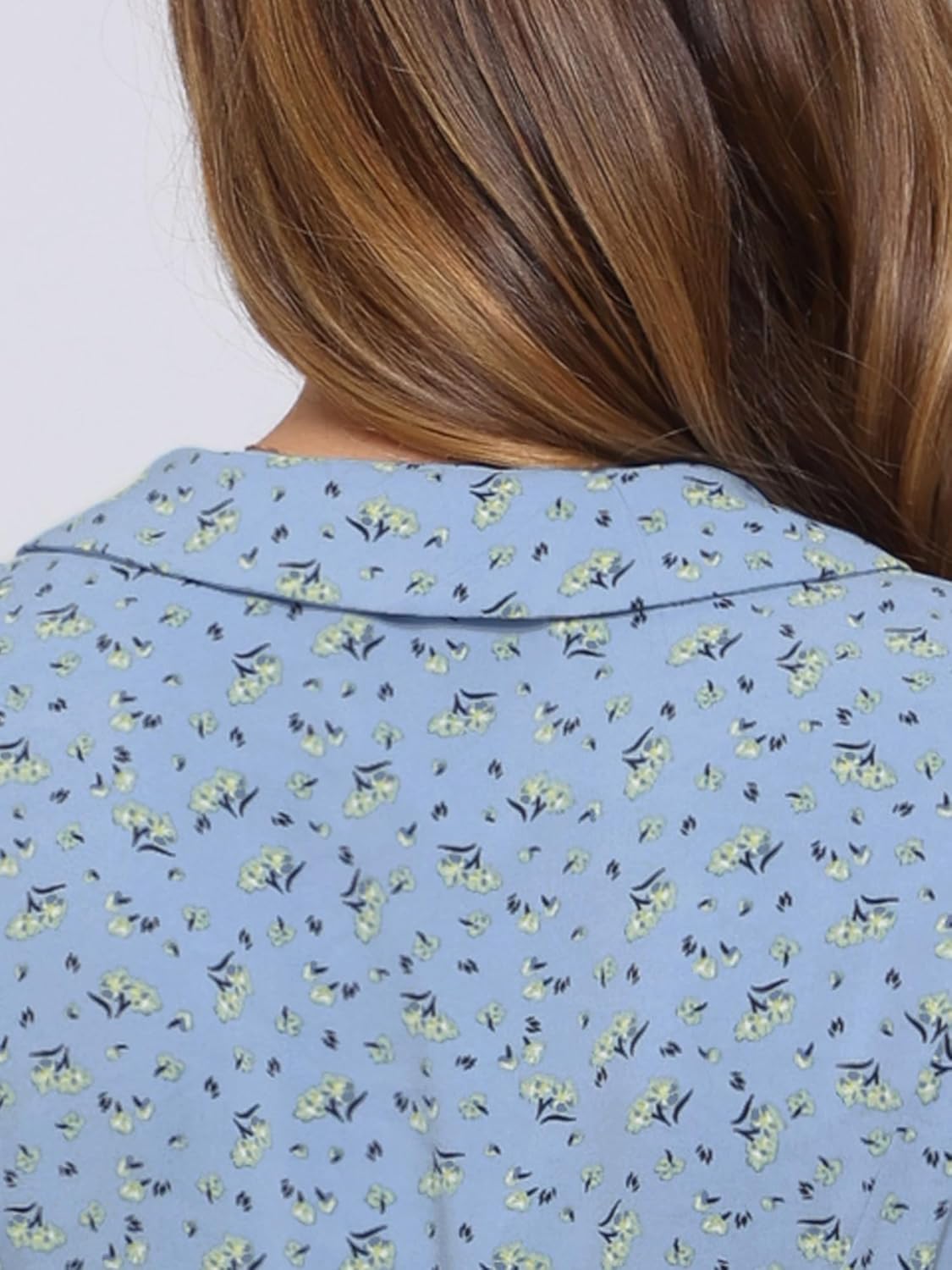 Allegra K Women's Peter Pan Collar Tie Neck Short Sleeves A-Line Elegant Belted Vintage Floral Dress - Image 5