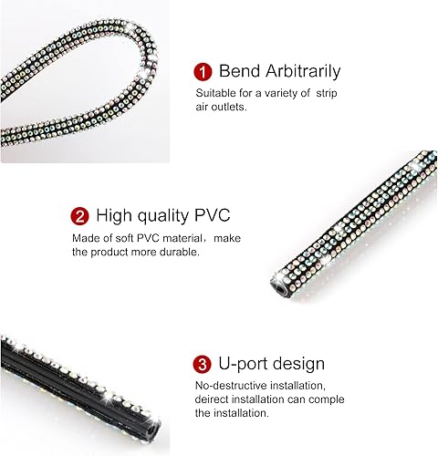 Miniatura 3 de LivTee Bling - Moldura de salida de aire para automóvil, 10 tiras de decoración de aire acondicionado para automóvil, accesorios interiores de