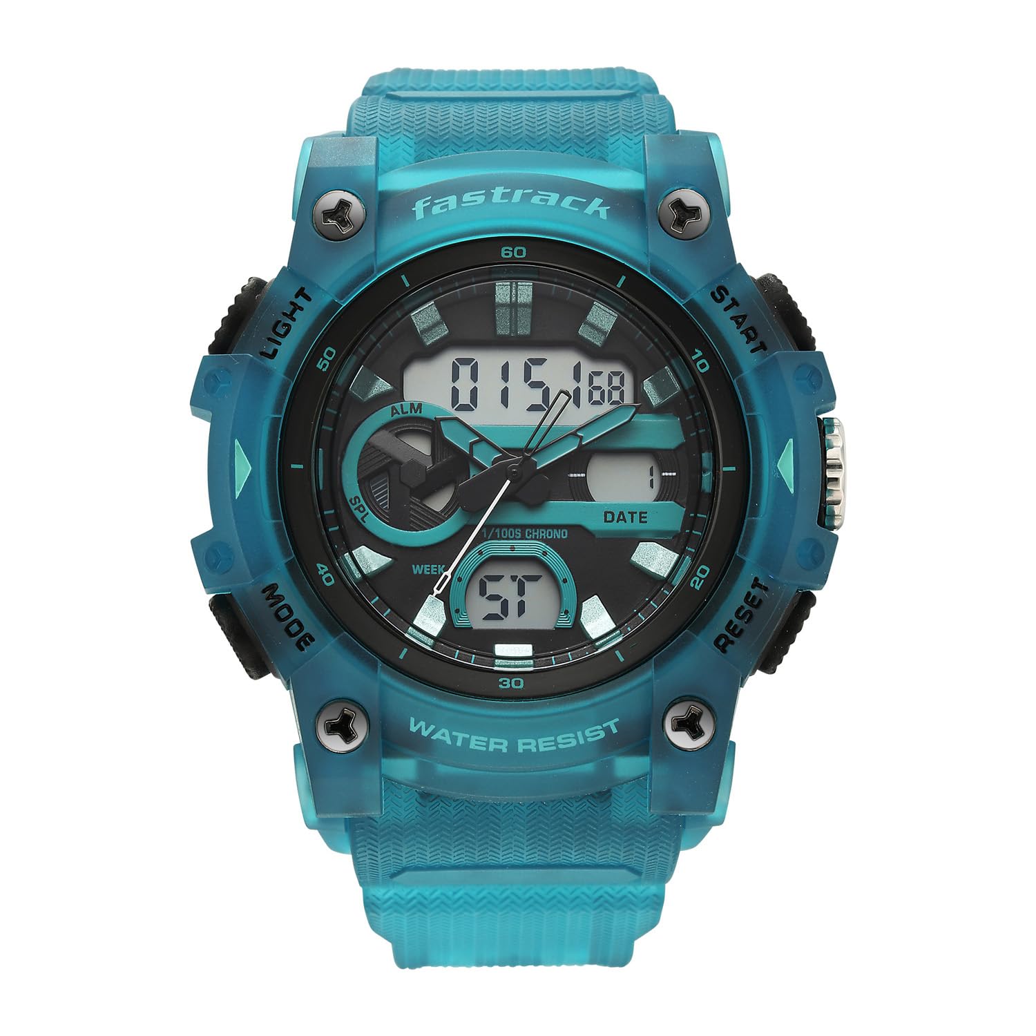 Fastrack StreetStyle 6.0 with Analog Digital Black Dial Translucent Blue Polyether Strap Watch for Men - 38134PP02W-image-25