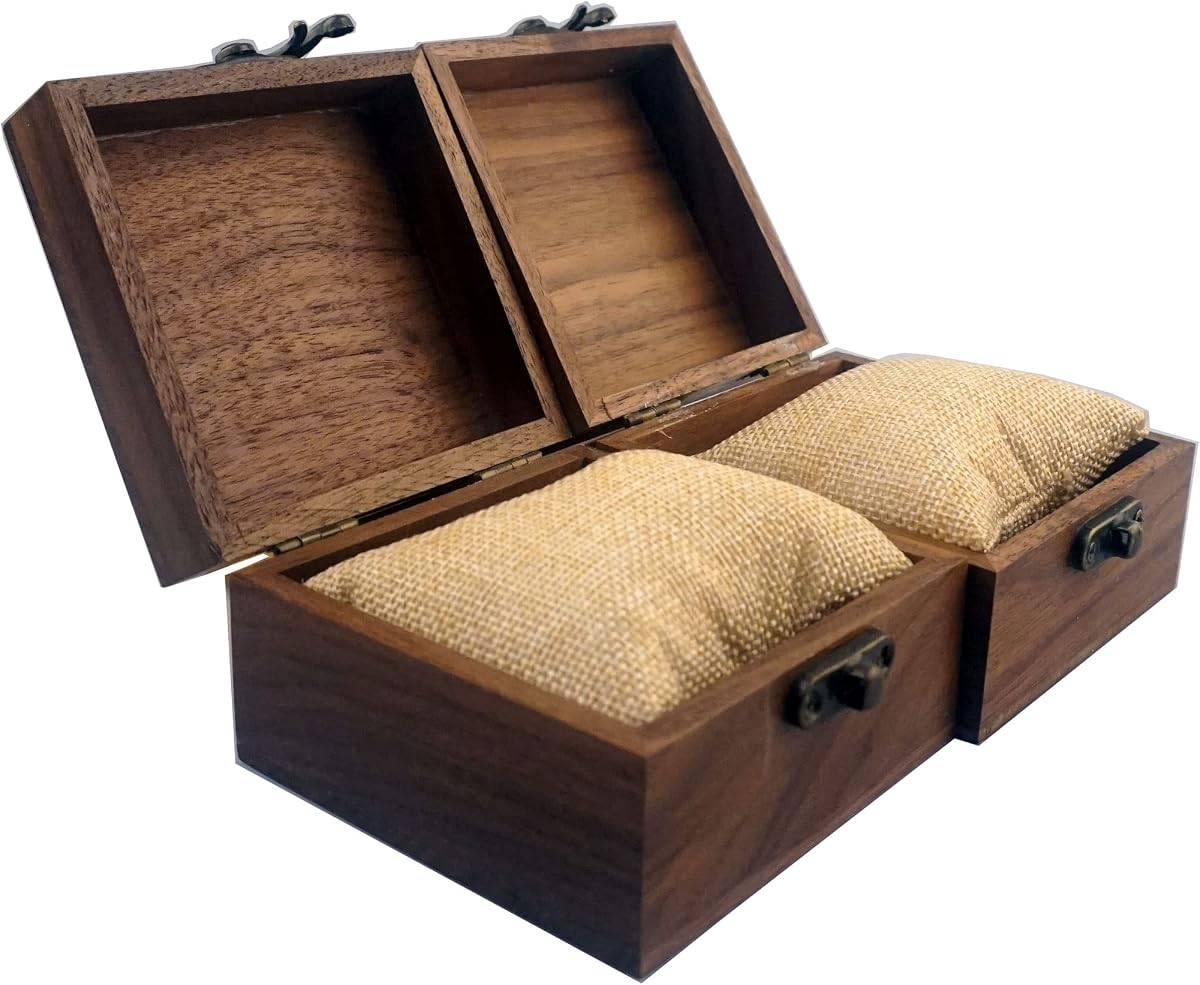 Caja de madera de nogal, 2 unidades por paquete, para manualidades, joyero y caja de reloj, caja de recuerdos de madera, regalo (caja de nogal, 2 unidades por paquete)
