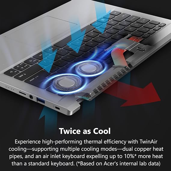Acer Swift Go 14 كمبيوتر محمول رفيع & خفيف | 14 2.2K 2240 x 1400 100% شاشة sRGB | Intel Core i5-1335U | Intel Iris Xe Graphics | 8GB LPDDR5 | 512GB Gen 4 SSD | Intel WiFi 6E AX211 | SFG14-71-52TV