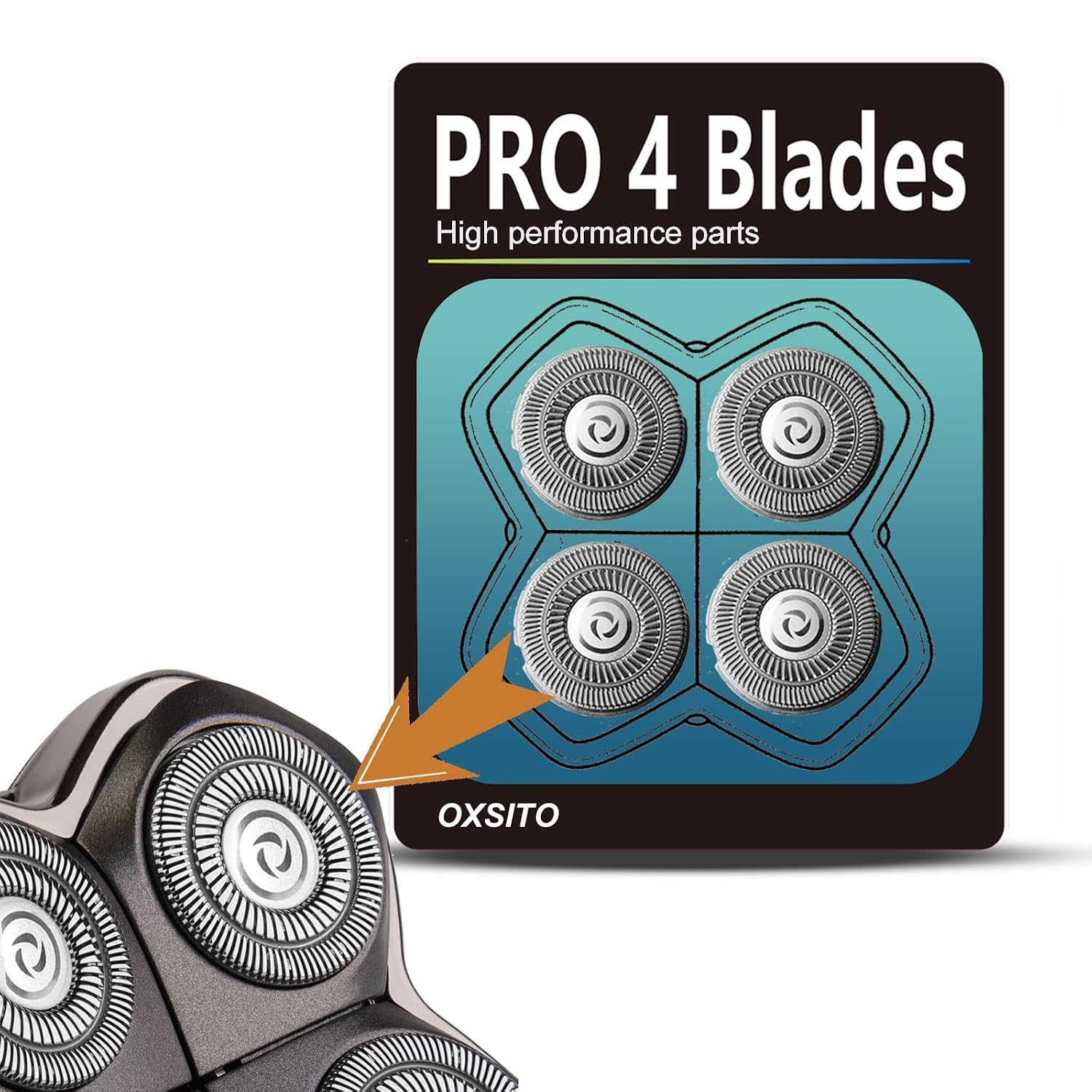 8Pack Pro 4 Head Replacement Blades for Pitbulls Bald Head Razors Gold PRO, Silver PRO, Platinum PRO… Series, Precision Replacement Blades for Head, Face, and Body Grooming.