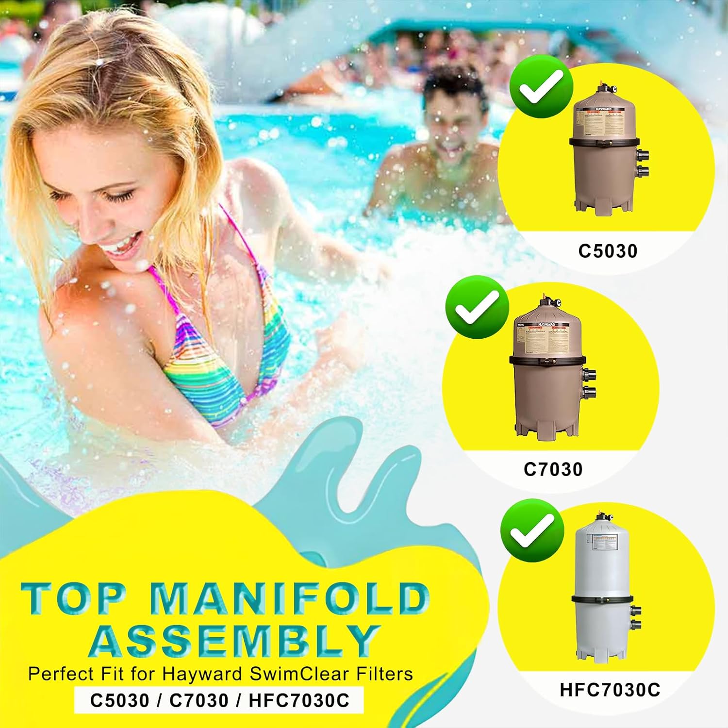 E-cowlboy CX5030C Top Manifold Assembly Replacement for Hayward SwimClear Filter – Compatible with C5030, C7030, HFC7030C Cartridge Filters – Pool Filter Manifold Assembly Fit for Hayward DE Systems