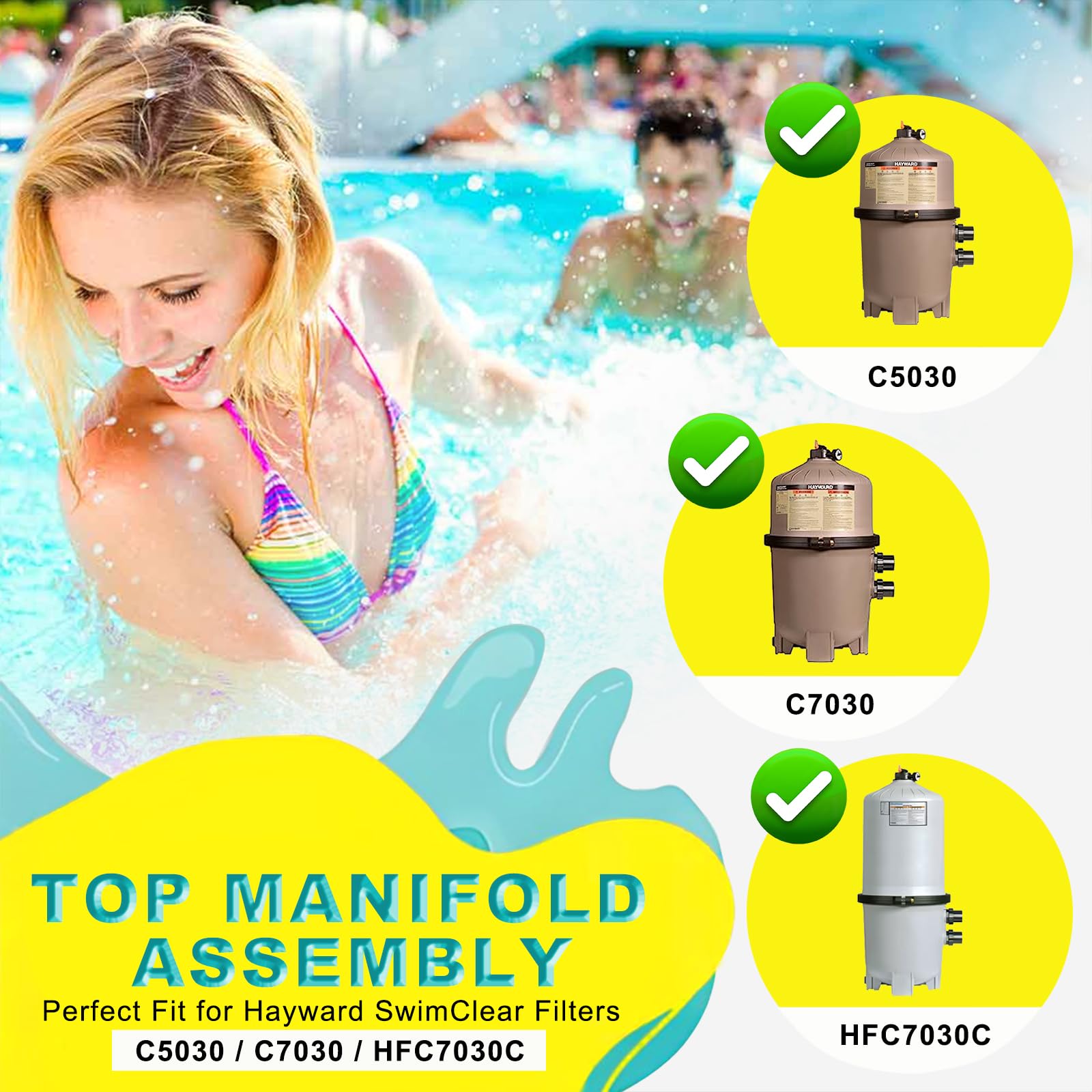 E-cowlboy CX5030C Ensemble collecteur supérieur de rechange pour filtre Hayward SwimClear – Compatible avec les filtres à cartouche C5030, C7030, HFC7030C – Ensemble collecteur de filtre de piscine