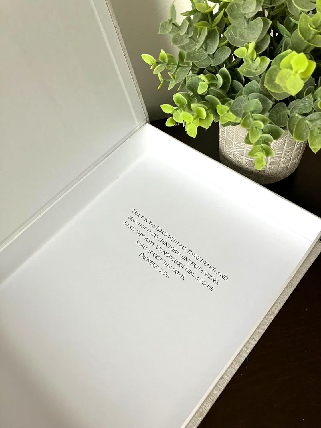 Decorative Books for Home Decor - Set of 2 Rustic Fake Faux Book Storage Boxes, Magnetic Closure, Scripture Inside, Linen Style Fabric Covers - Easter Christian Decor for Storage (Neutrals)