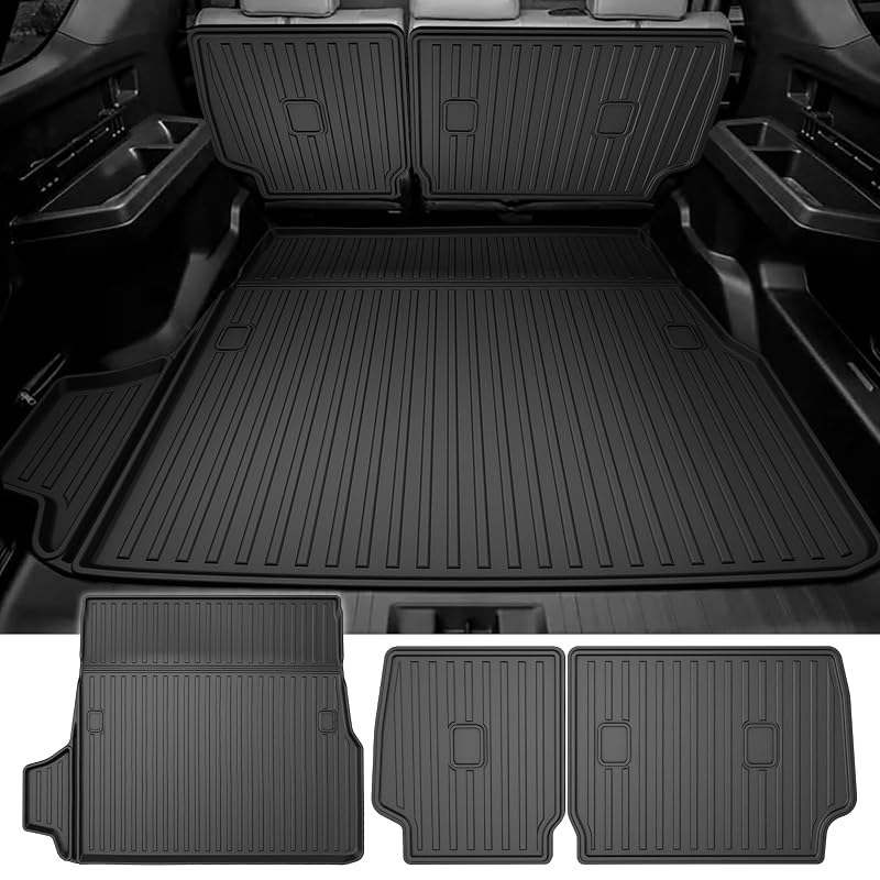 Tapete automotivo de porta-malas e encosto AOMSAZTO em TPE para Toyota 4Runner 2025–2026, SR5, TRD e Limited, 5 lugares, preto, kit com 3 peças