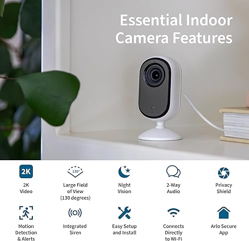 Miniatura 9 de Arlo Cámara de seguridad esencial para interiores 2K (2 generación), paquete de 2, seguridad para el hogar, monitor de bebé, color blanco - VMC3260