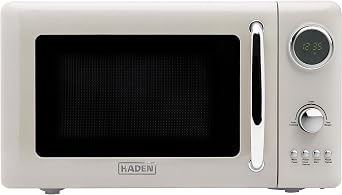 Haden 700 Watt 0.7 Cubic Foot Microwave Oven with Digital Controls, Defrost, and Instant Start Countertop Small Appliance, Putty/Chrome, 75151