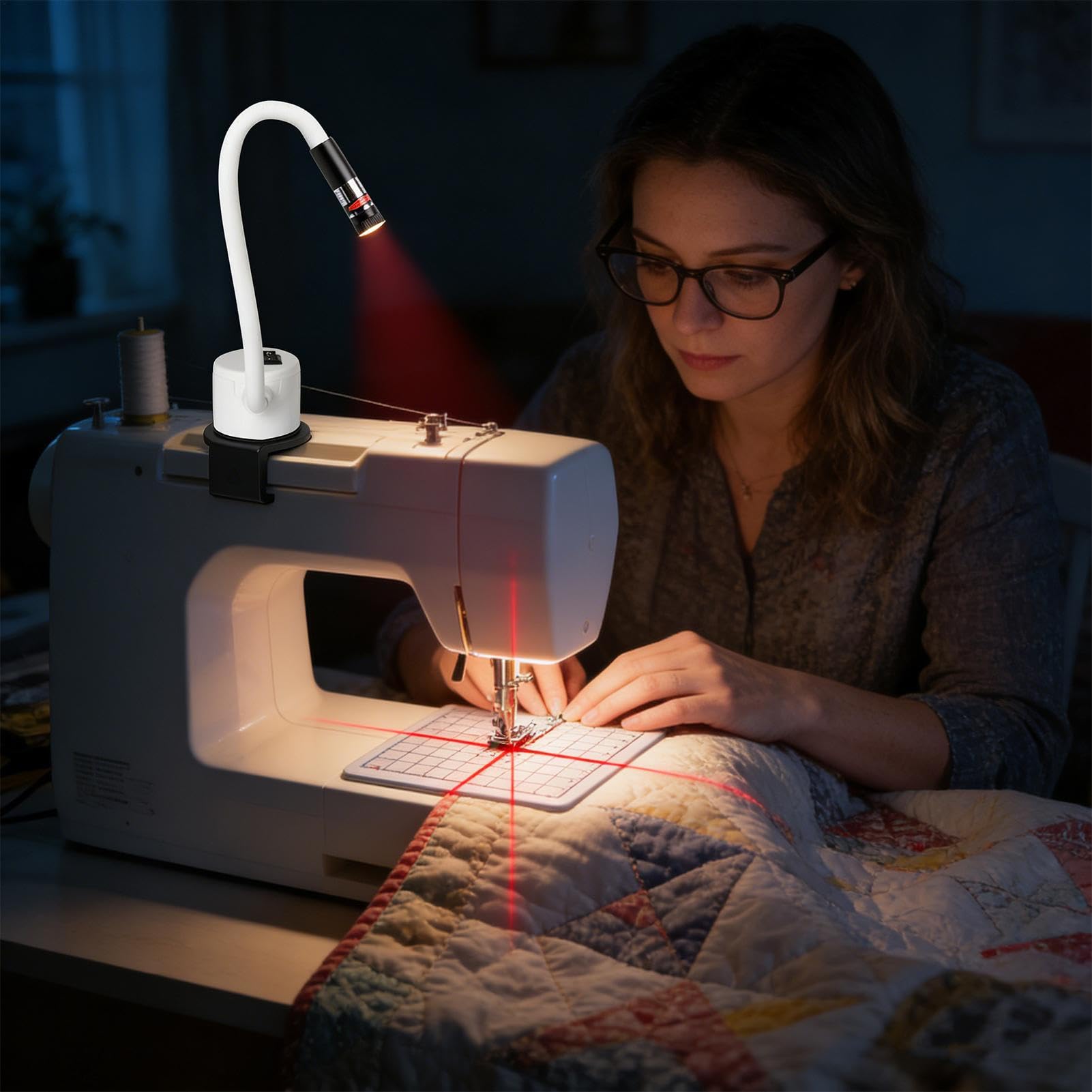 Luce di guida per macchine da cucire - Fissaggio di precisione regolabile e flessibile con un lungo | Quilting cucitura lampada guida | Per adulti appassionati di cucito famiglia e
