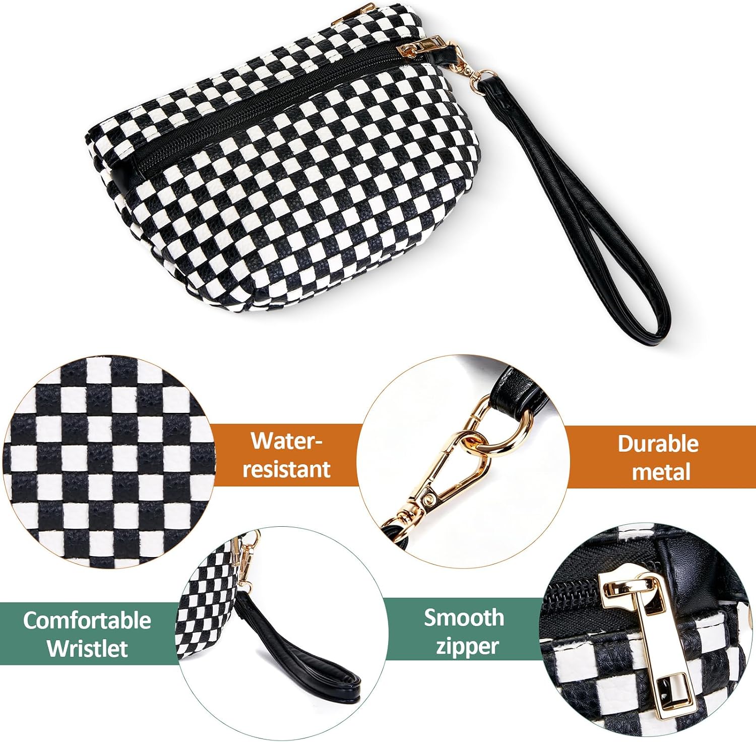 Wristlet Bag for Women, Vintage Crescent Pouch Wallet with Front Zip
