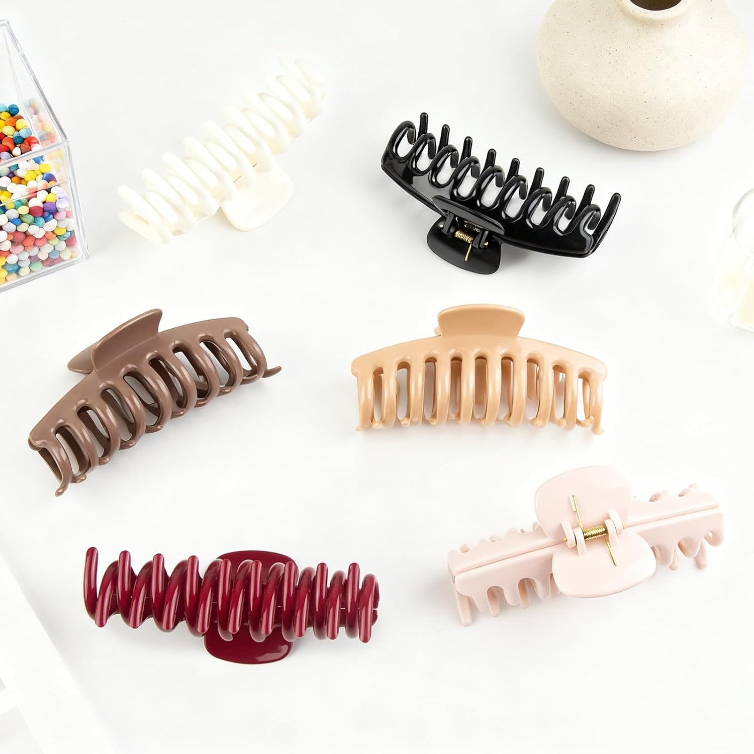 6-Pack 4.3inch Banana Silicone Cloud Claw Clips, Soft Elastic Non-Slip Grip Large Flexible Cozy Hair Clips for Women, Assorted Colors Medium Size Hair Clamps for Thin Thick Curly Hair - Image 6