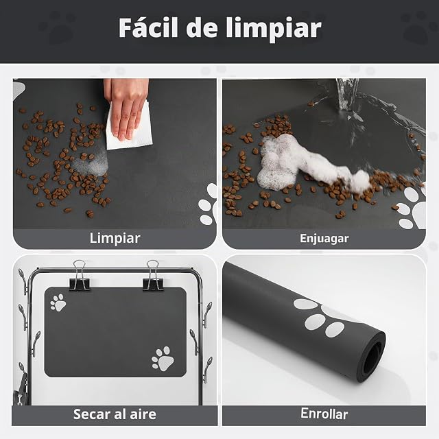 Foto 4 de 7 de Tapete de alimentación para mascotas, tapete absorbente para comida y agua, sin manchas