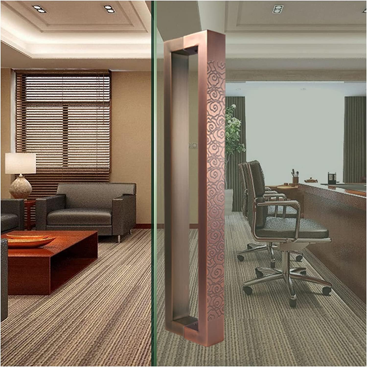 Poignée pour portes coulissantes en verre et bois bronze rouge à motif de 60cm