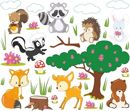 910 Stickers Muraux Animaux De La Foret Pour Enfants Decoration Pour Chambre D Enfant Multicolore 150cm 42cm Amazon Fr Bebe Et Puericulture