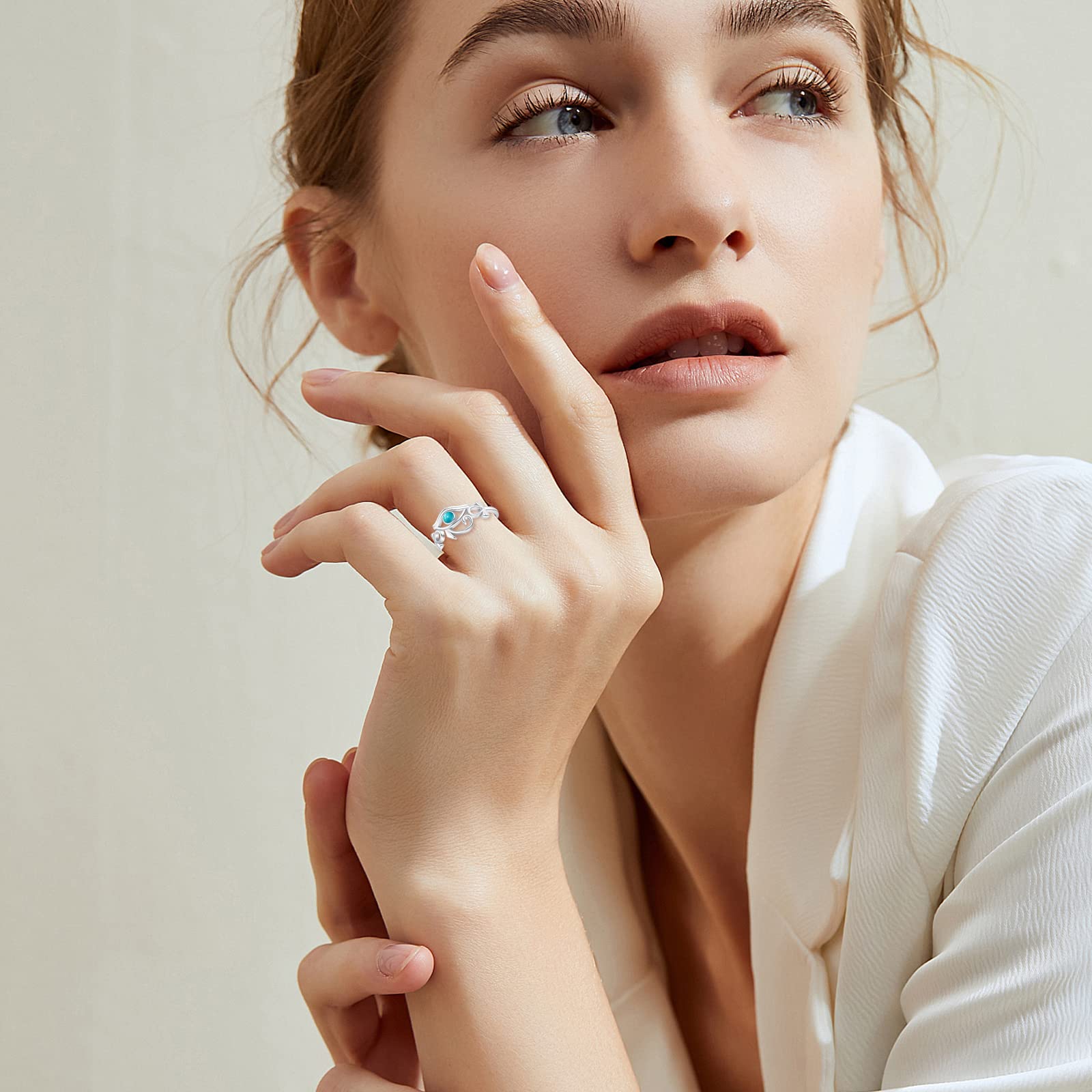 Anello Occhio Di Horus, in argento Sterling 925, con pietra di luna, turchese, anello regolabile con amuleto egiziano Ankh, gioiello per donne e ragazze