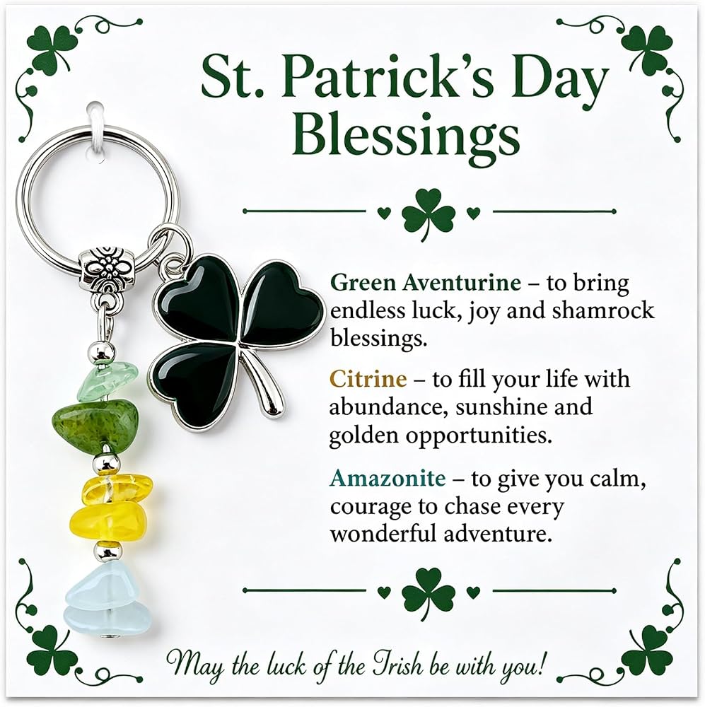 Irish Gifts For Women Good Luck Shamrock Keychain St. Patrick's Day Gifts — 사진 1