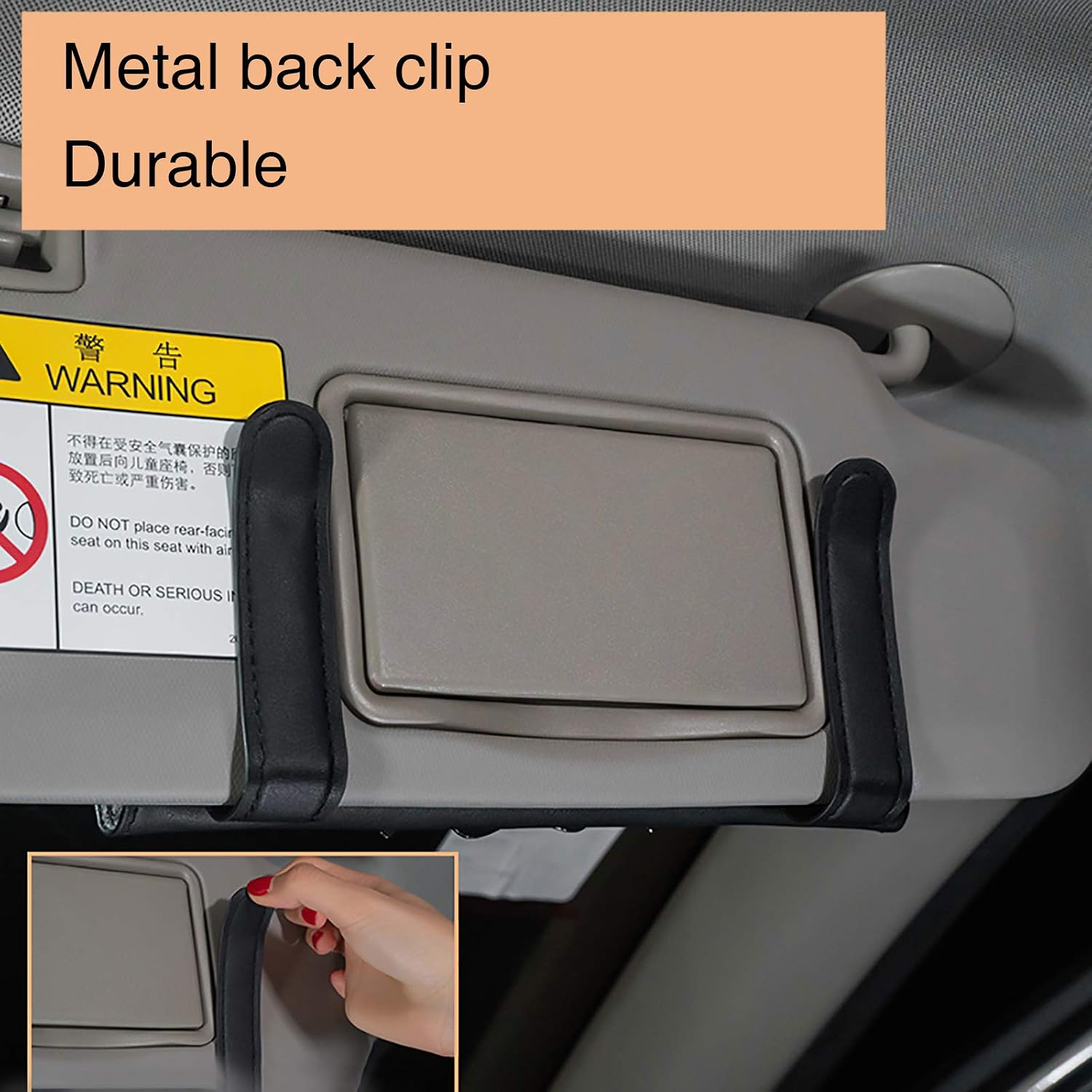 ChuLian Bling Bling Car Visor Tissue Holder Leather Crystals Paper Towel Cover Case & Glitter Sunglasses Clip for Women Black