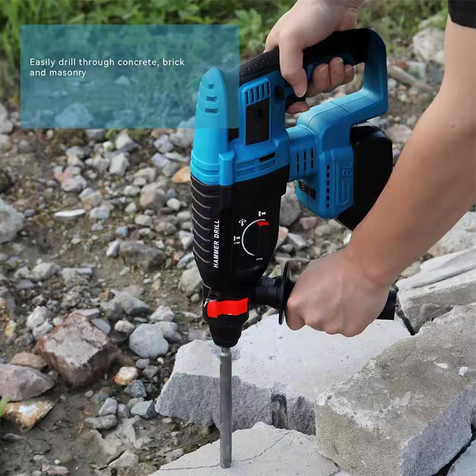 Voltix Martello Perforatore a Batteria Brushless con 2 Batterie, Trapano Tassellatore e Trapano a Percussione Portatile, Motore Senza Spazzole Potente per Lavori su Calcestruzzo e Muro