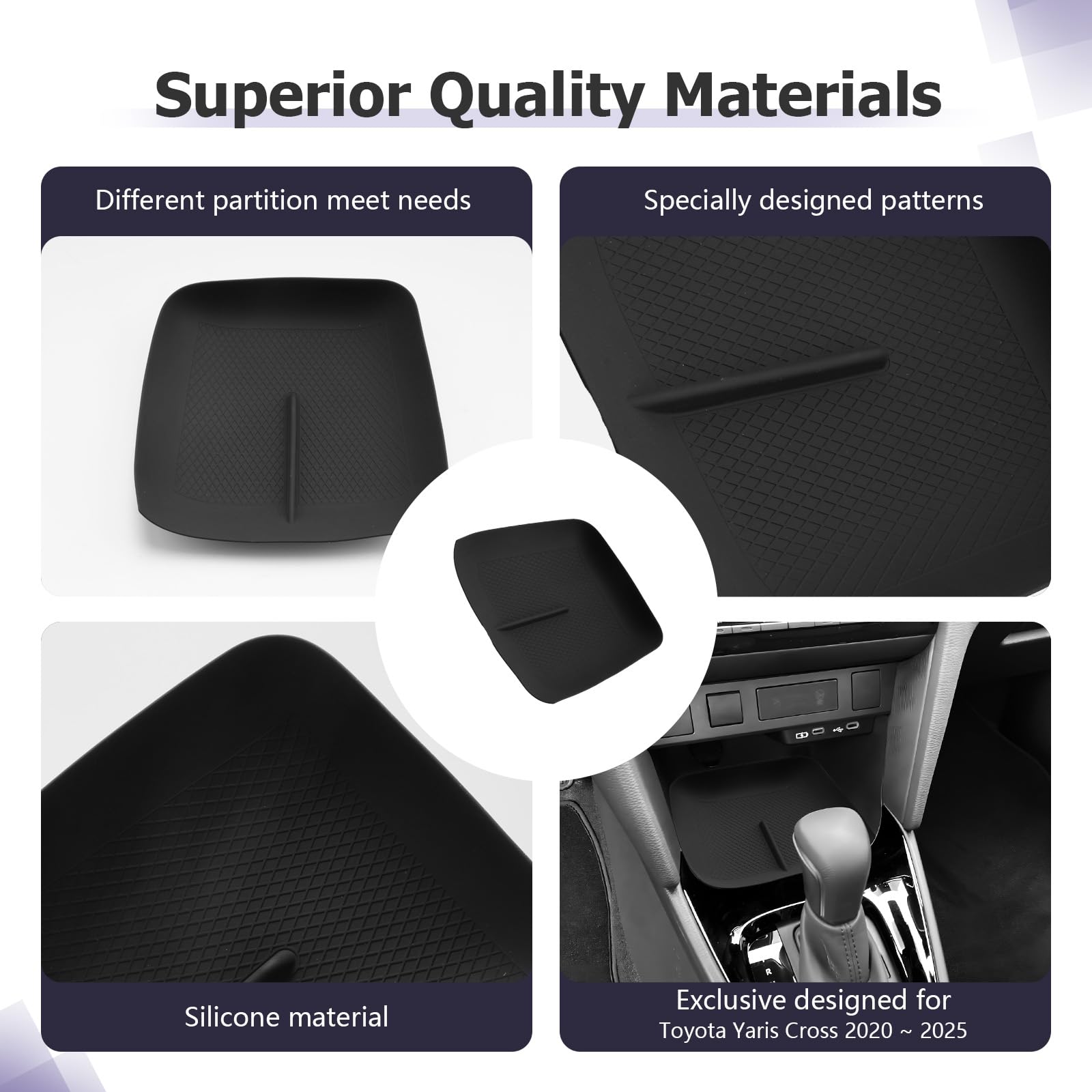 LUWU Compatibile con Toyota Yaris Cross Yaris Hatchback Automatic 2020-2025 2026 Tappetino Antiscivolo in Gomma per Console Centrale Yaris Cross Accessori