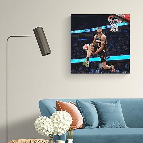 Miniatura 6 de EkSma Obi Toppin - Póster de movimientos clásicos de jugadores de baloncesto, lienzo para pared, pintura artística, decoración moderna para el