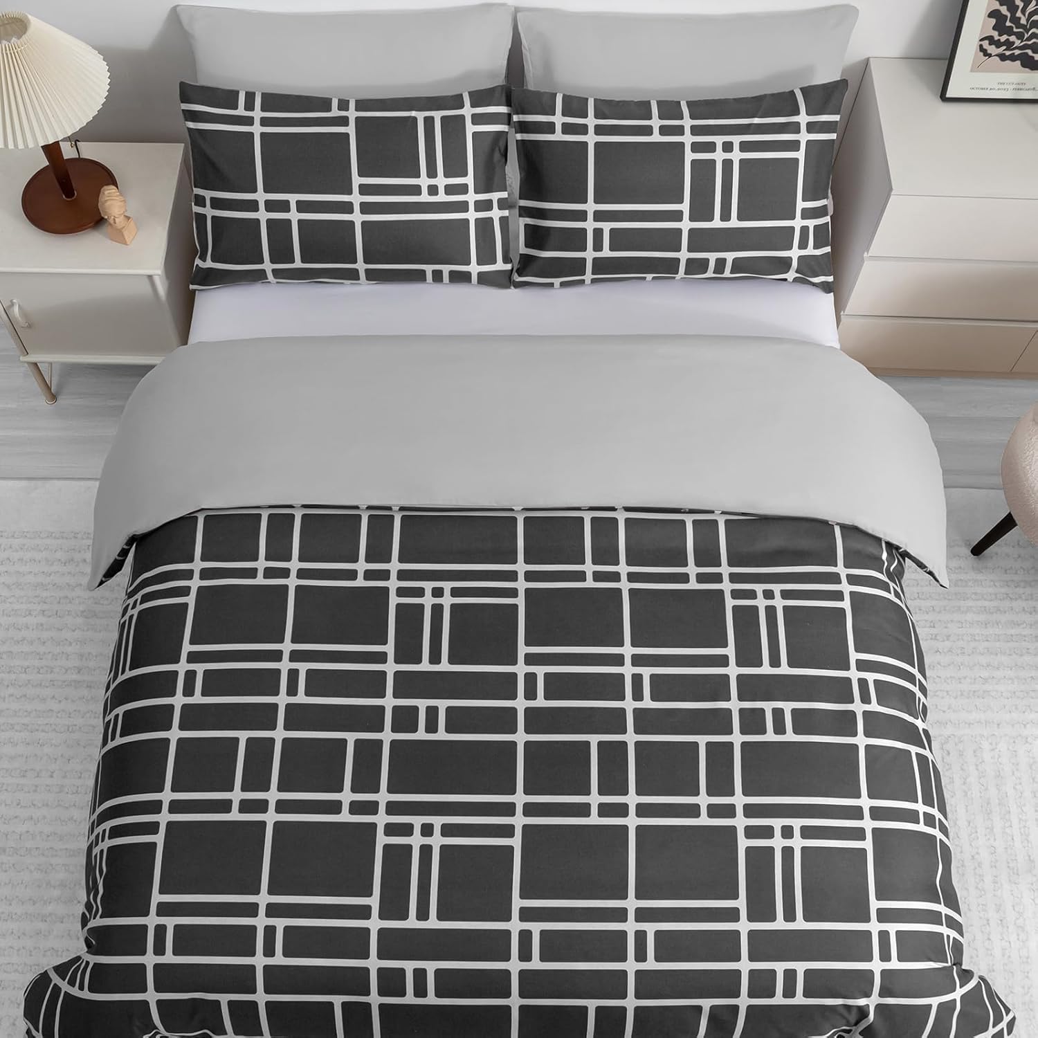 Pamposh 3 Pcs Single Duvet Cover Set with Matching Black Single Fitted Sheet 40 cm Extra Deep Pocket - UltraSoft Breathable Premium Microfibre Reversible Quilt Cover Bedding Set For All Seasons — view 65