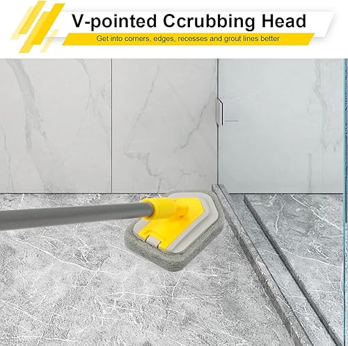 Miniatura 5 de Lalafancy - Cepillo de limpieza de ducha con mango largo extensible de 46 pulgadas, cepillo 2 en 1 para tina y baldosa, accesorio intercambiable y