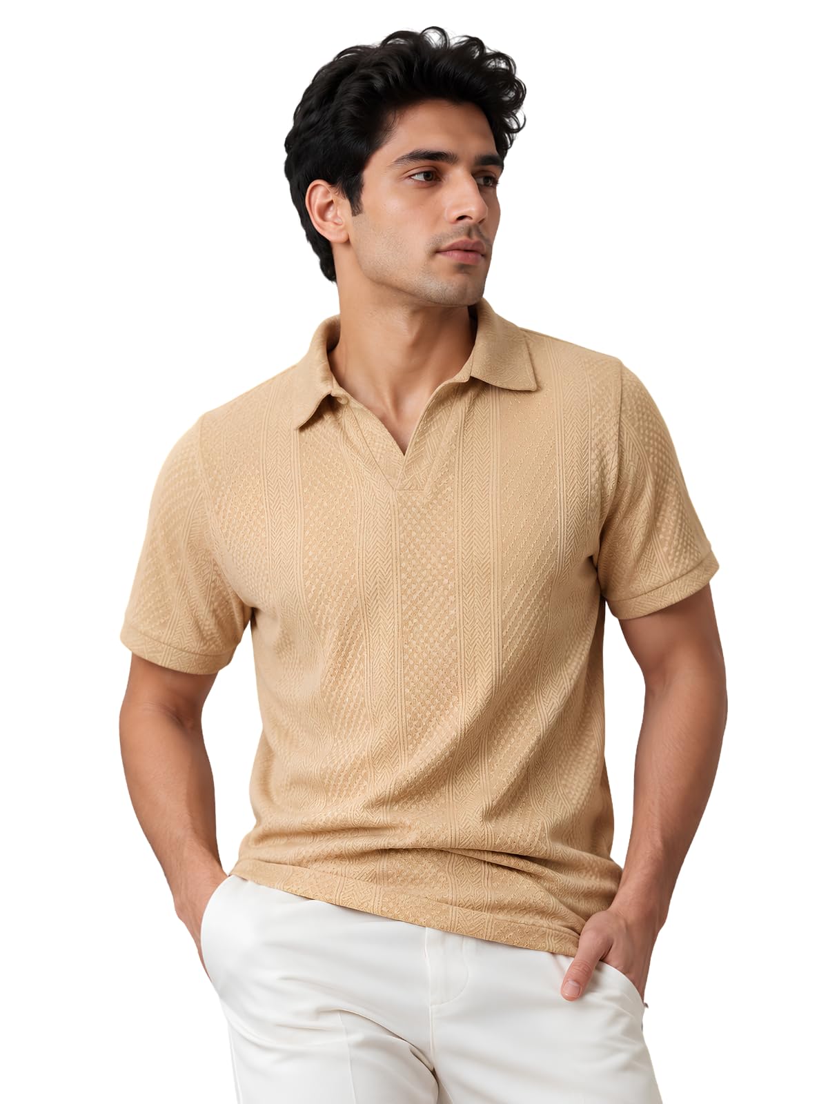 greciilooks Textured Polo T-Shirt for Men | Men`s Smart Casual & Formal Outing Short Sleeve Regular Fit Tee | Premium Lycra Jacquard Collared Polo| Stylish t-Shirt for Office, Party & Everyday-picture-21