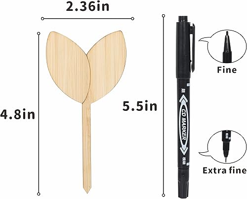 Miniatura 3 de Colovis 60 etiquetas de bambú para plantas, marcadores de plantas de jardín con bolígrafo, etiquetas para plantas de semillero, suculentas, vivero,