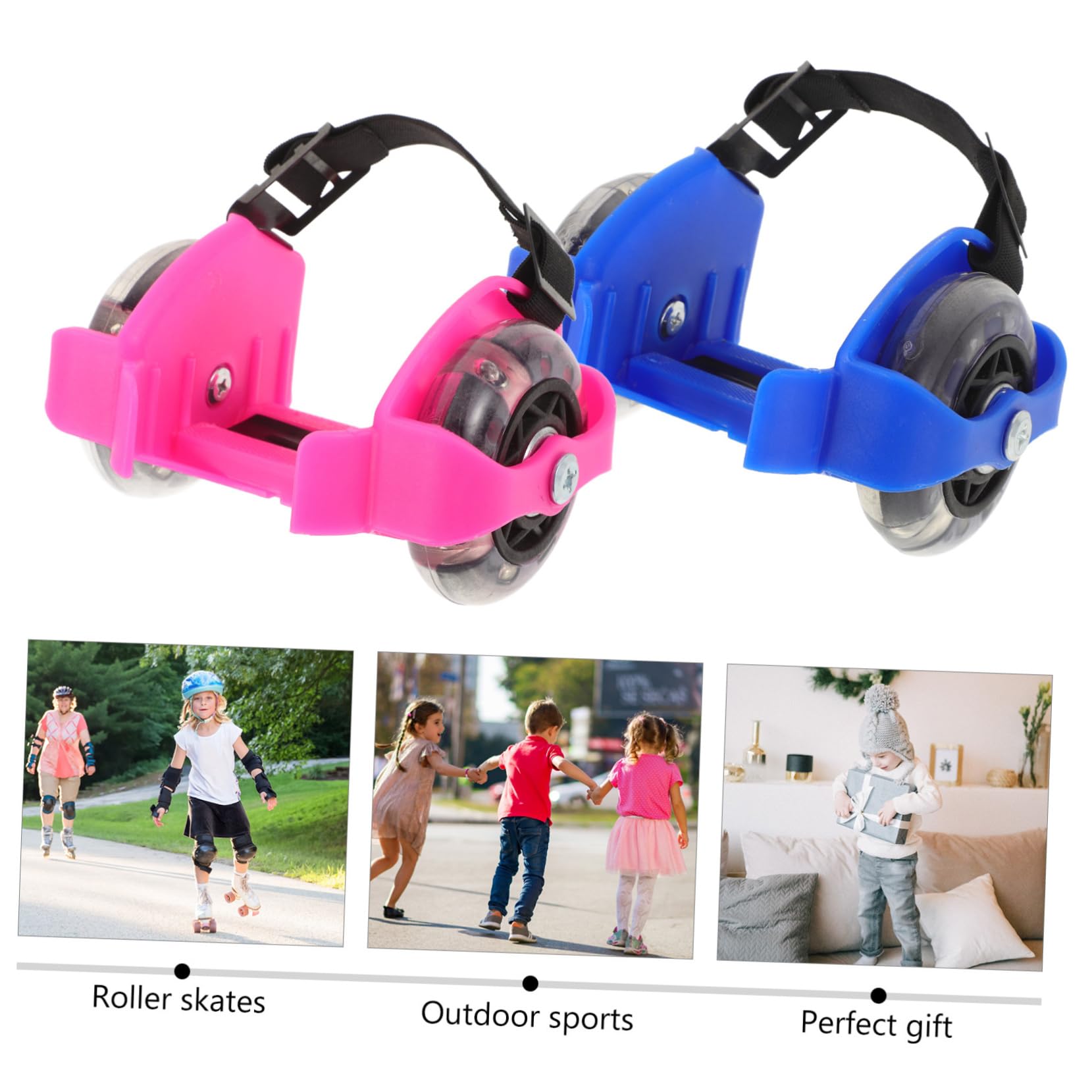 Hemobllo Patines Ajustables Ruedas Luminosas de PVC para Niños y Adultos, 2 Pares Cómodos y Resistentes para Principiantes y Actividades al Aire Libre