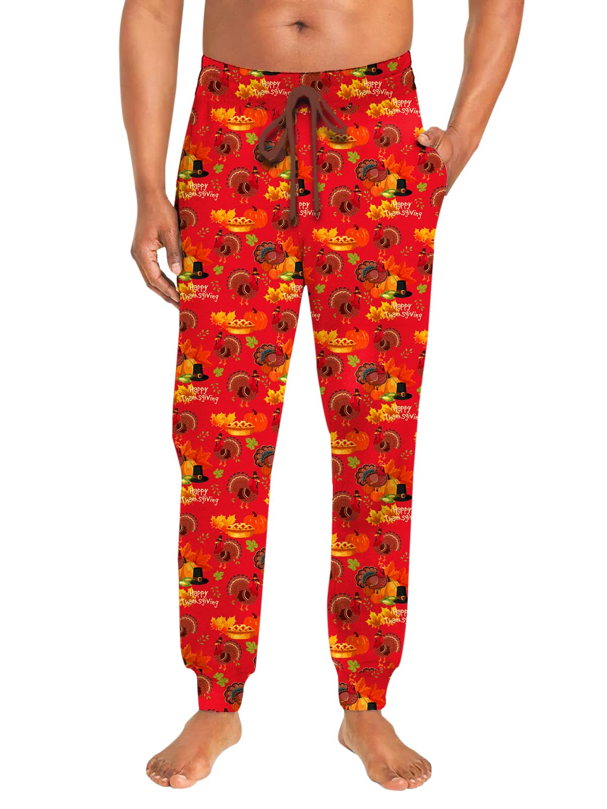 Deerose Mens Christmas Pajama Pants Xmas Drawstring Jogger Pants with Pockets