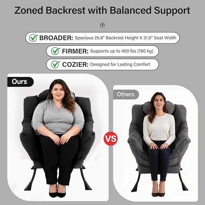 Sillón Plegable con Reposapiés y Cojín Lumbar Negro miniatura 3