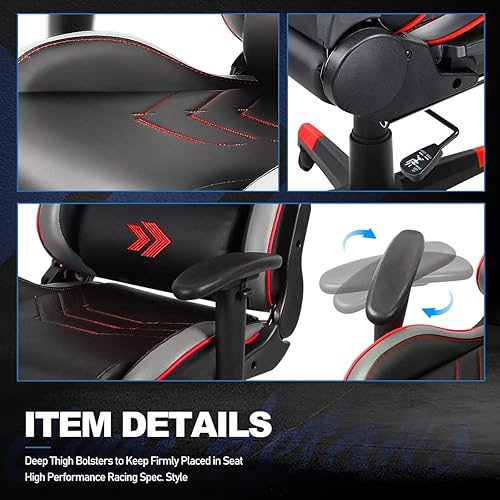 Miniatura 14 de DNA MOTORING RSC-G100BL RSC-G100BL - Asiento para silla de videojuegos, reposabrazos ajustable, reposapiernas extraíbles, soporte lumbar, almohada