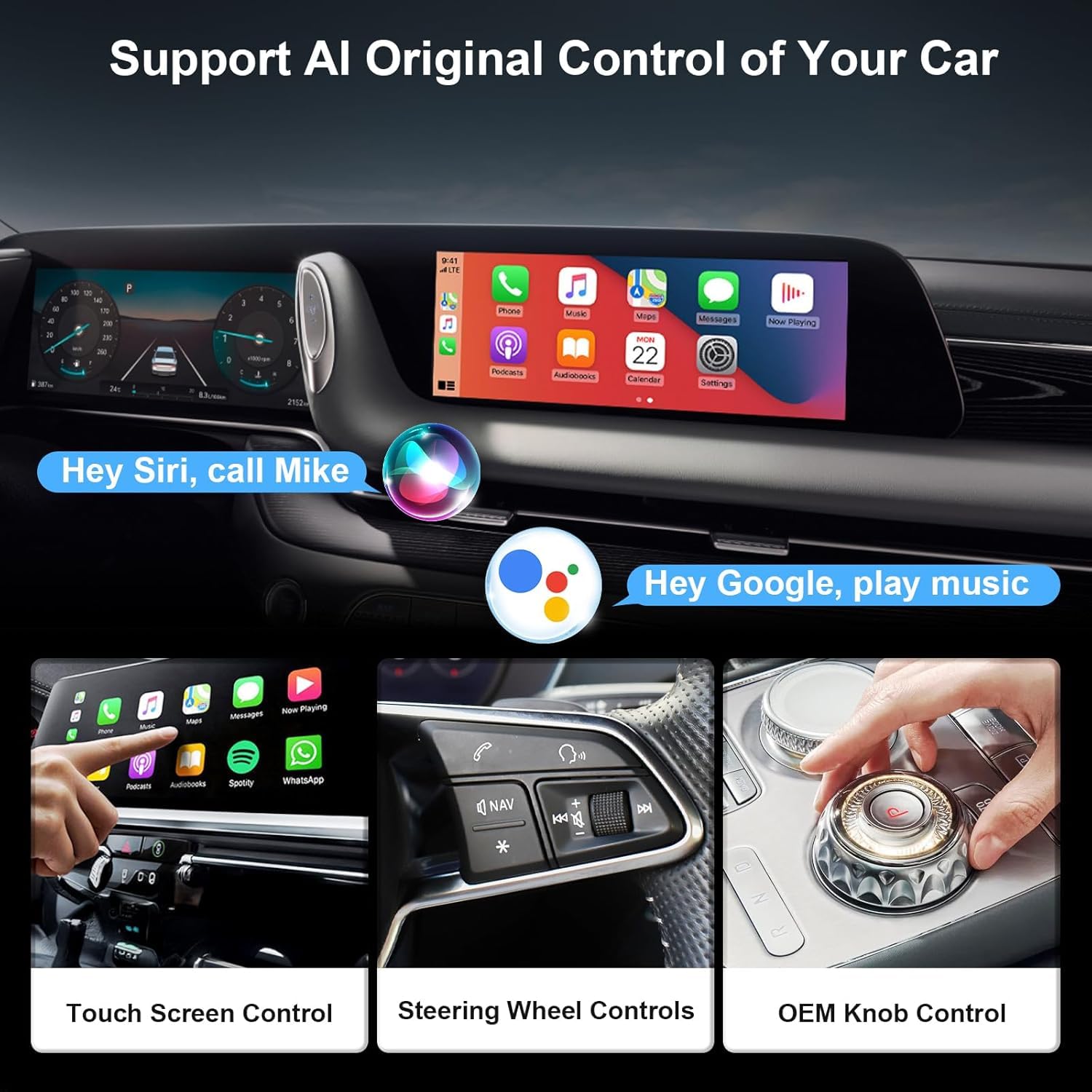 PWAYTEK 2 in 1 Adaptateur CarPlay sans Fil 2025 pour iPhone,Convertisseur USB-C/A 5GHz WiFi, Plug & Play Instantané, Compatible Voitures 2016+ et iOS 10+, Connexion Automatique Ultra-Rapide
