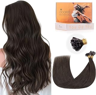 Doores U Tip Hair Extensions, Mocha Brown 24 Inch 50g/50s, Keratin Tip Hair Extensions Human Hair, Human Hair Extensions