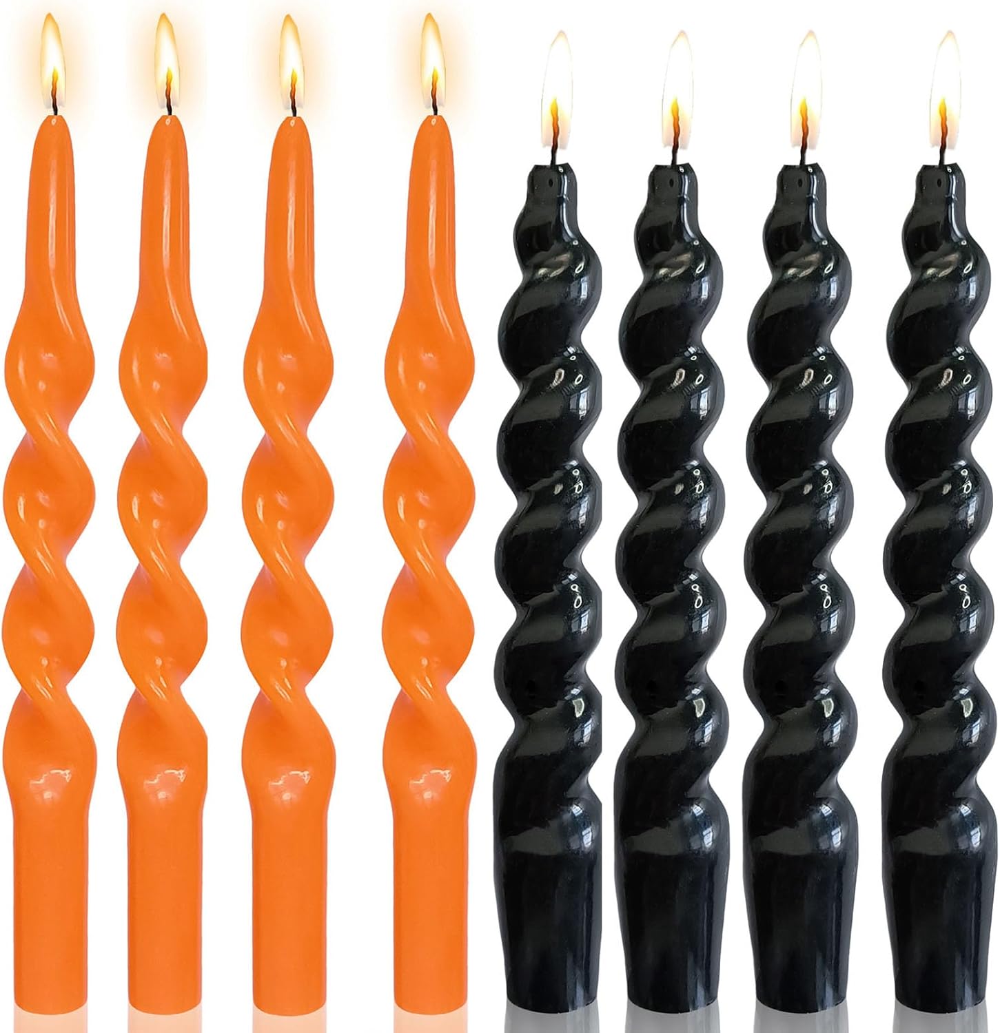 8pcs Spiral Taper Candle Long Candlesticks,10inches Orange Candle Stick Unscented Twisted Candlesticks Tall Tapered Candles for Home Décor Christmas Festive