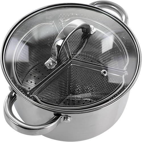 Miniatura 10 de Oster Sangerfield - Horno holandés de acero inoxidable de 3.0 cuartos de galón con cesta de vapor, utensilios de cocina duraderos para cocción lenta