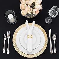 Vista 4 de Simply Elegant Placa de carga de plástico grabada a rayas, placa de servicio para fiestas, cenas, bodas, quinceañeras y eventos, 13 pulgadas