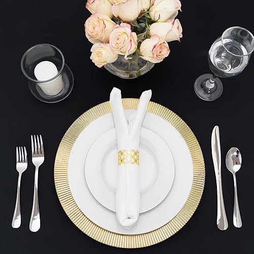 Miniatura 4 de Simply Elegant Placa de carga de plástico grabada a rayas, placa de servicio para fiestas, cenas, bodas, quinceañeras y eventos, 13 pulgadas de