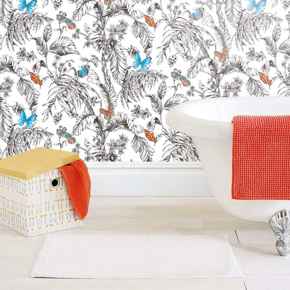 RoomMates RMK11359RL Butterfly Sketch Peel and Stick Wallpaper, Orange, Sample, 45.7 x 47.9 cm - Image 2