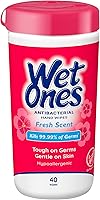 Wet Ones Antibacterial Hand Wipes Fresh Scent 40 Ct Canister - Kills 99.99% Germs, Hypoallergenic with Aloe, No Sticky Residue