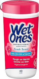Wet Ones Antibacterial Hand Wipes, Fresh Scent, Packaging May Vary, White, 40 Count