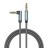 Vista 10 de Cable AUX de 1 pie/0,3 m, cable de audio estéreo de 3,5 mm, cable auxiliar estéreo macho a macho de 90 grados, cable TRS de ángulo recto compatible